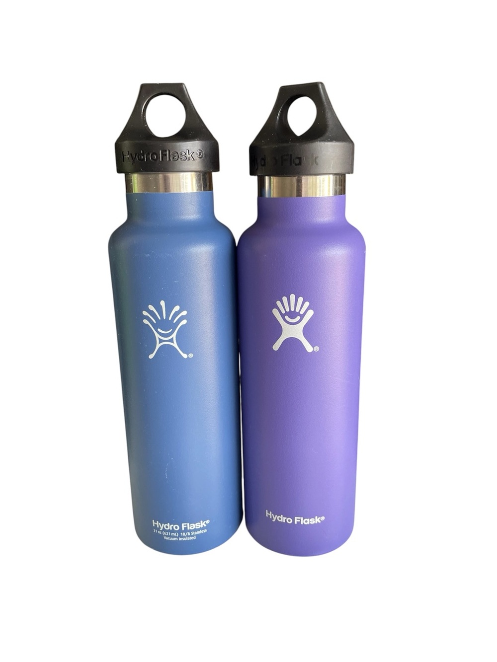 Hydro Flask 21oz Stainless Steel Water Bottles Blue & Purple Insulated Bundle